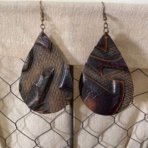 Western leather tooled earrings
